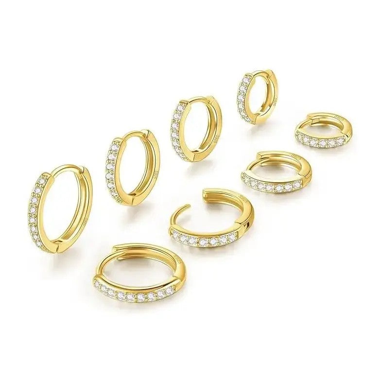 Crystal Huggie Hoop Earring Set