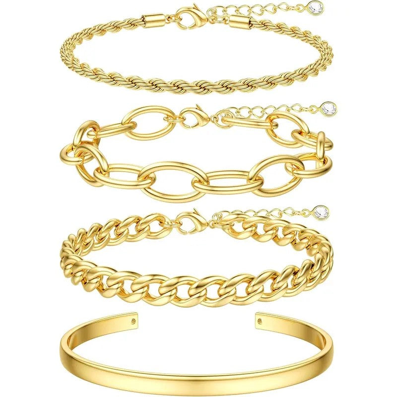 Mixed Chain & Cuff Bracelet Set