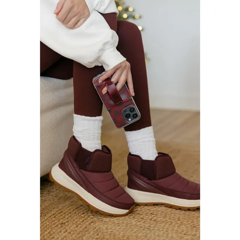 Burgundy Check Wallet Phone Case