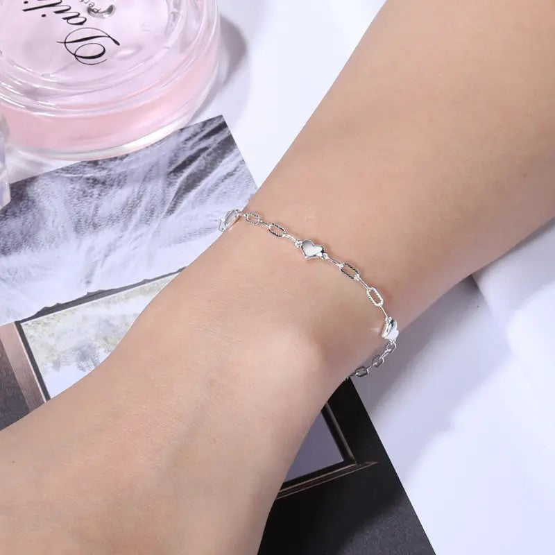 Polished Heart Link Bracelet