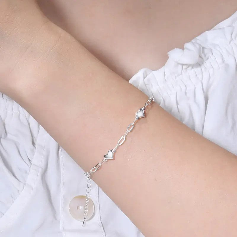 Polished Heart Link Bracelet