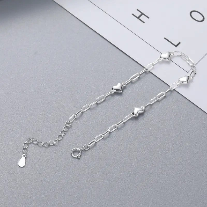 Polished Heart Link Bracelet