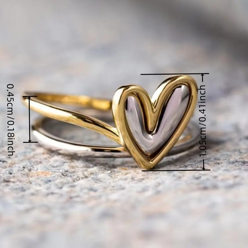 Two-Tone Heart Ring