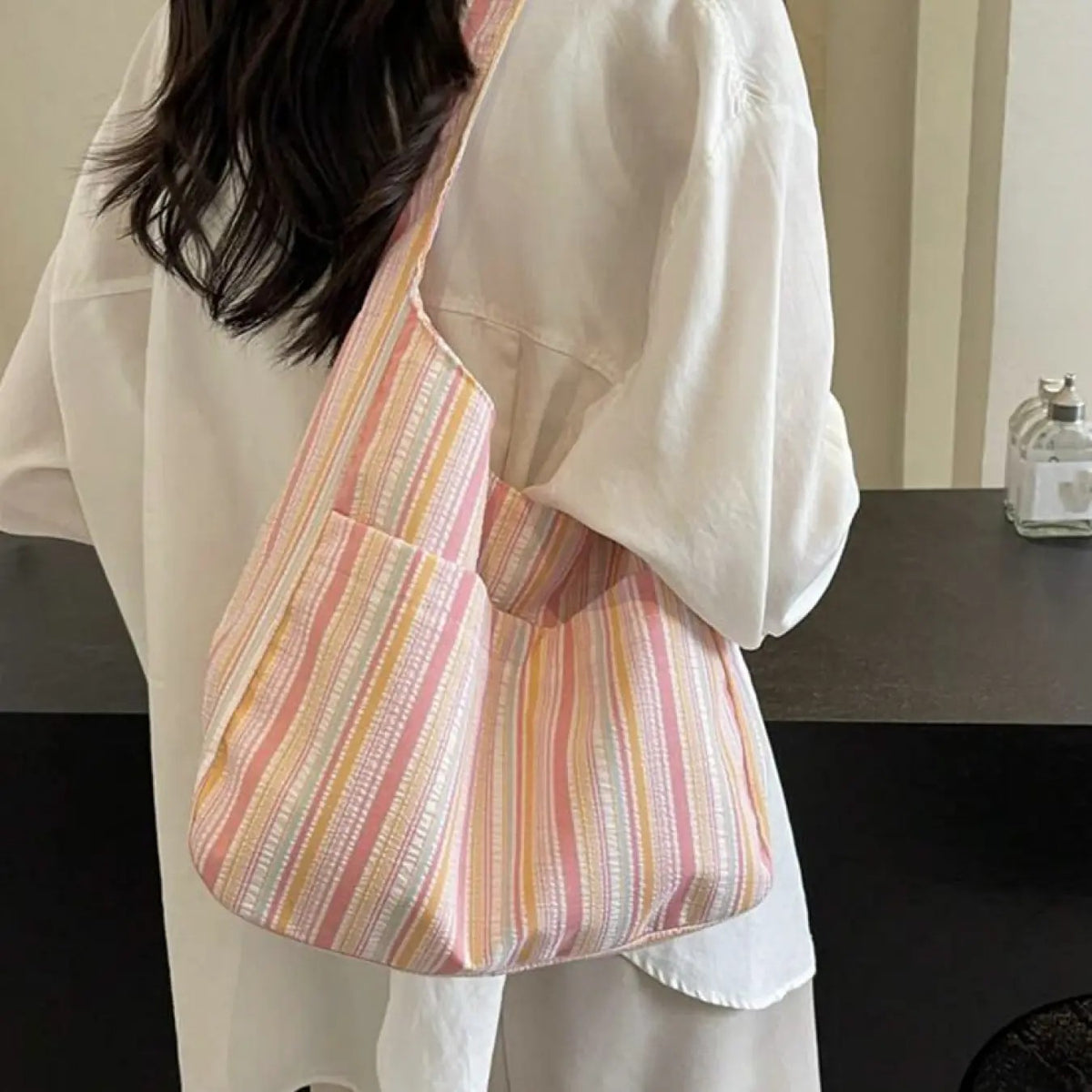 Pastel Stripe Canvas Tote