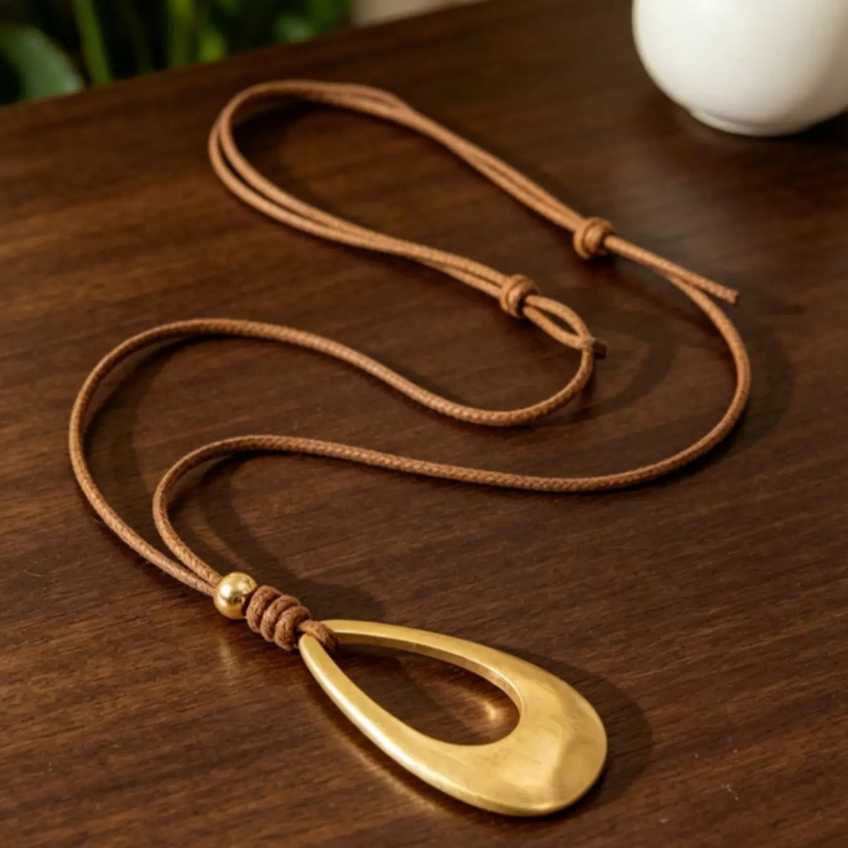 Open Teardrop Cord Necklace