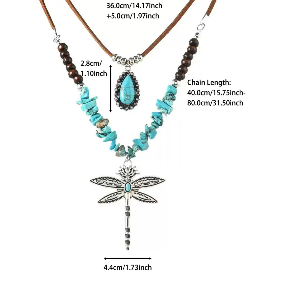 Turquoise Dragonfly Layered Necklace