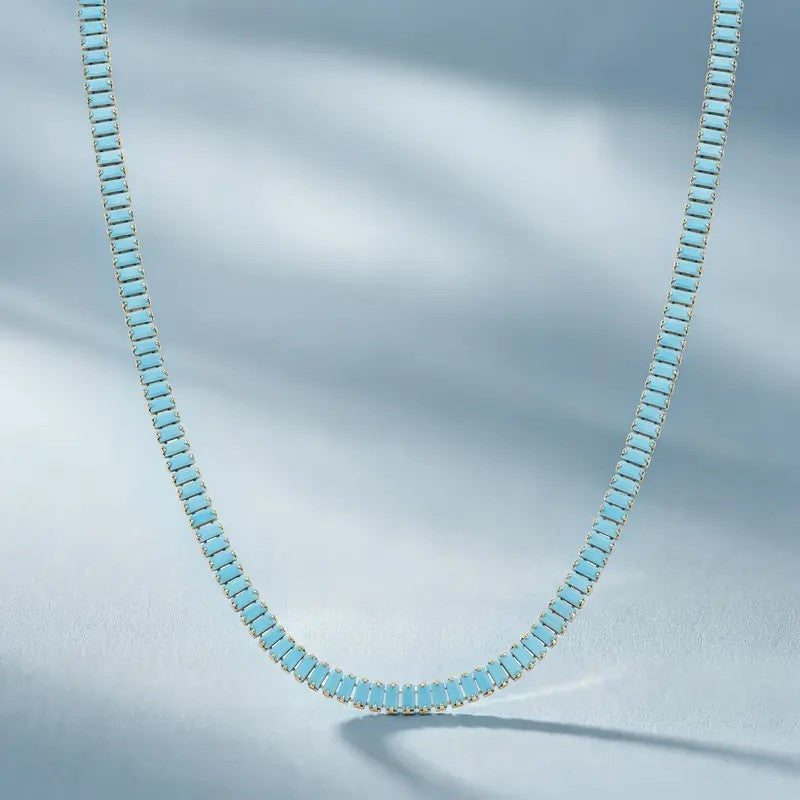 Turquoise Glass Chain Necklace