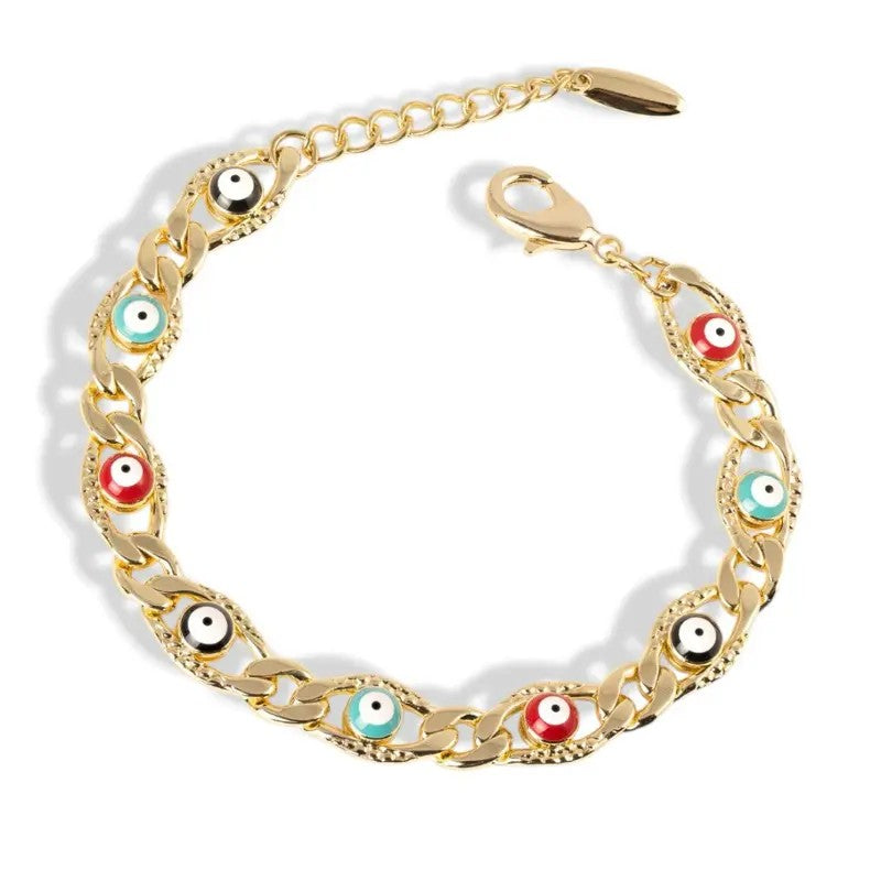 Multicolor Evil Eye Link Bracelet