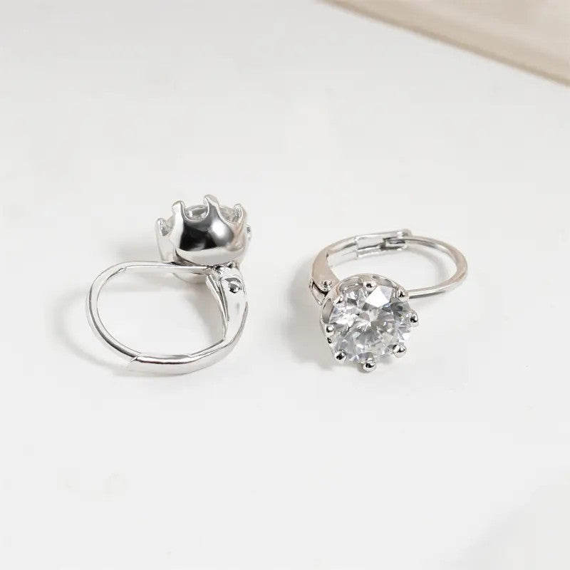 Crystal Solitaire Huggie Earrings
