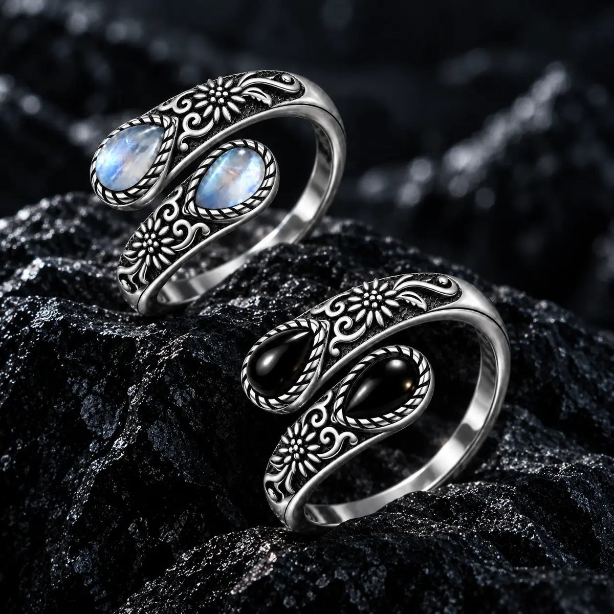 Floral Moonstone Ring