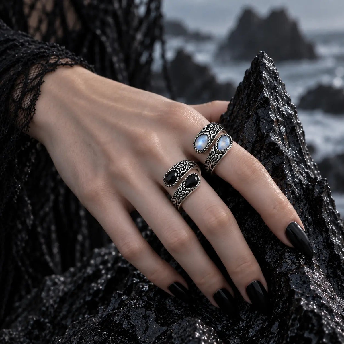 Floral Moonstone Ring