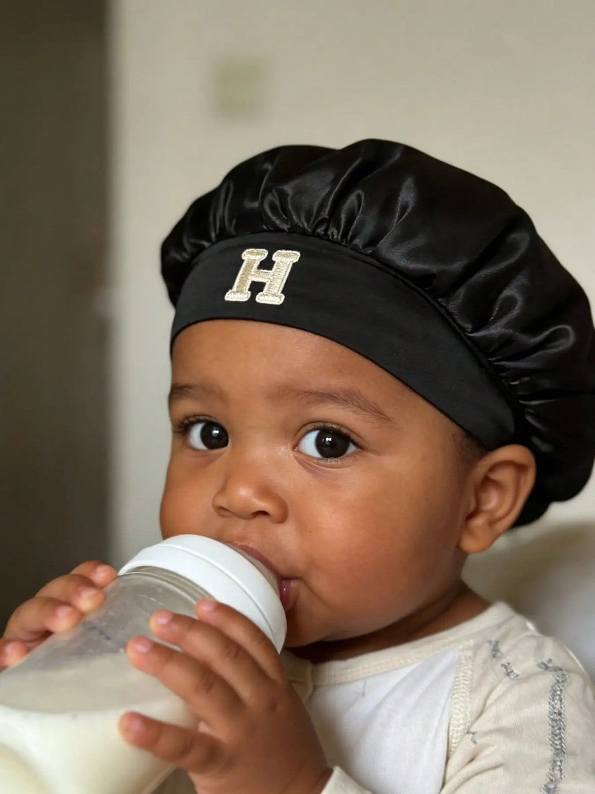 Baby Initial Satin Sleep Bonnet