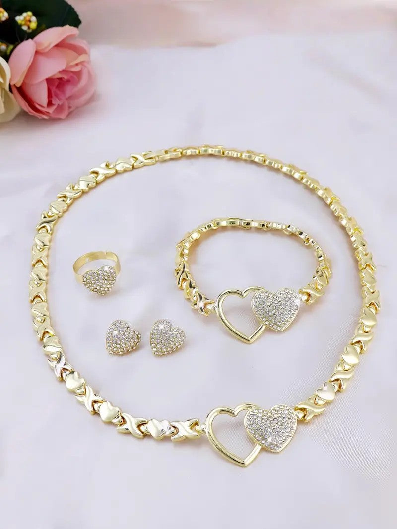 Interlocking Heart Link Jewelry Set