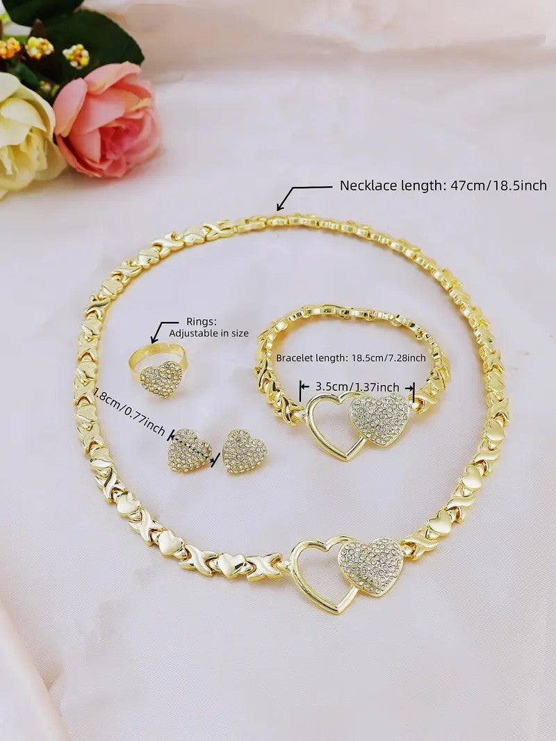 Interlocking Heart Link Jewelry Set