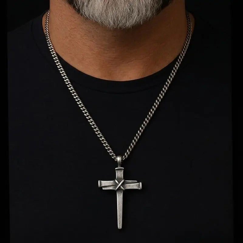 Nail Wrap Cross Pendant Necklace