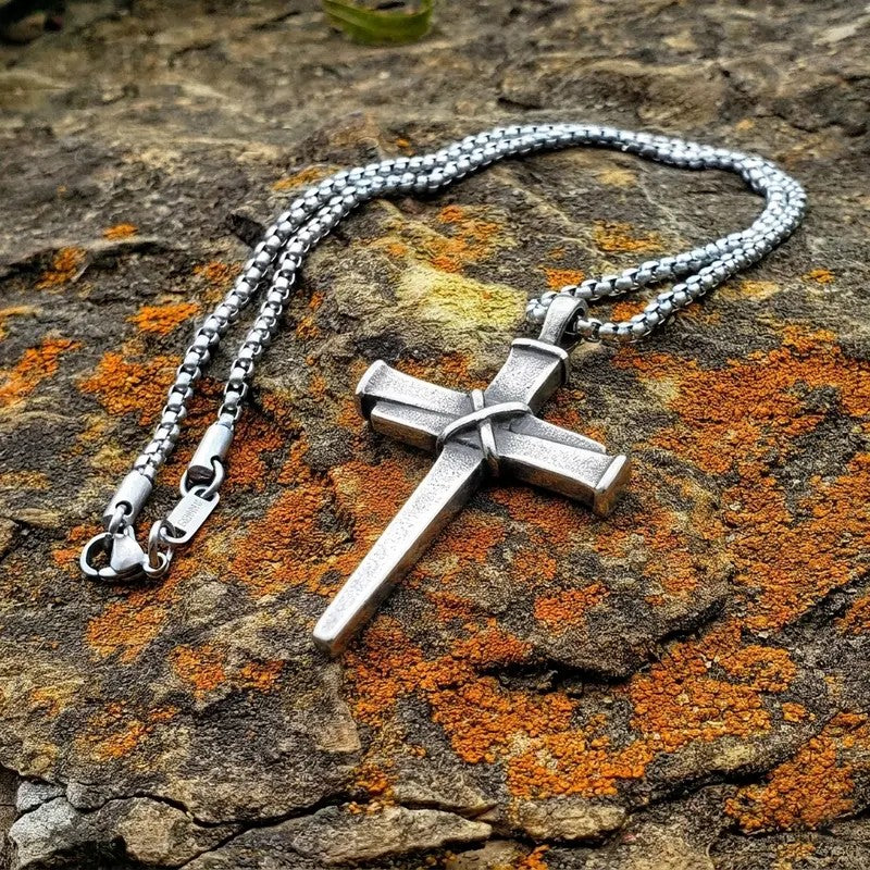 Nail Wrap Cross Pendant Necklace