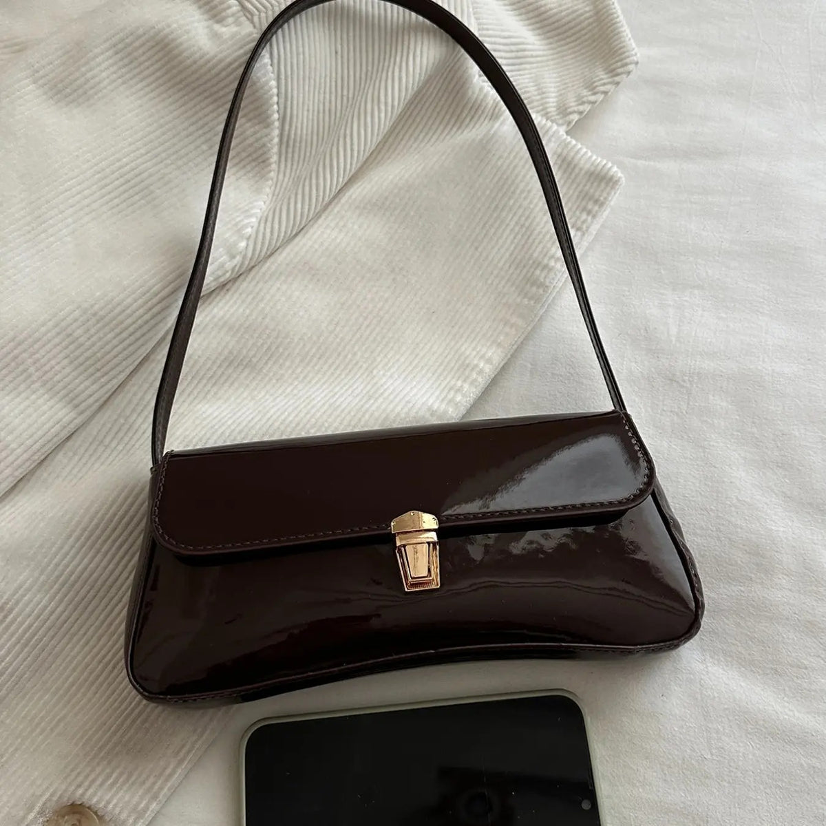 Glossy Burgundy Shoulder Bag