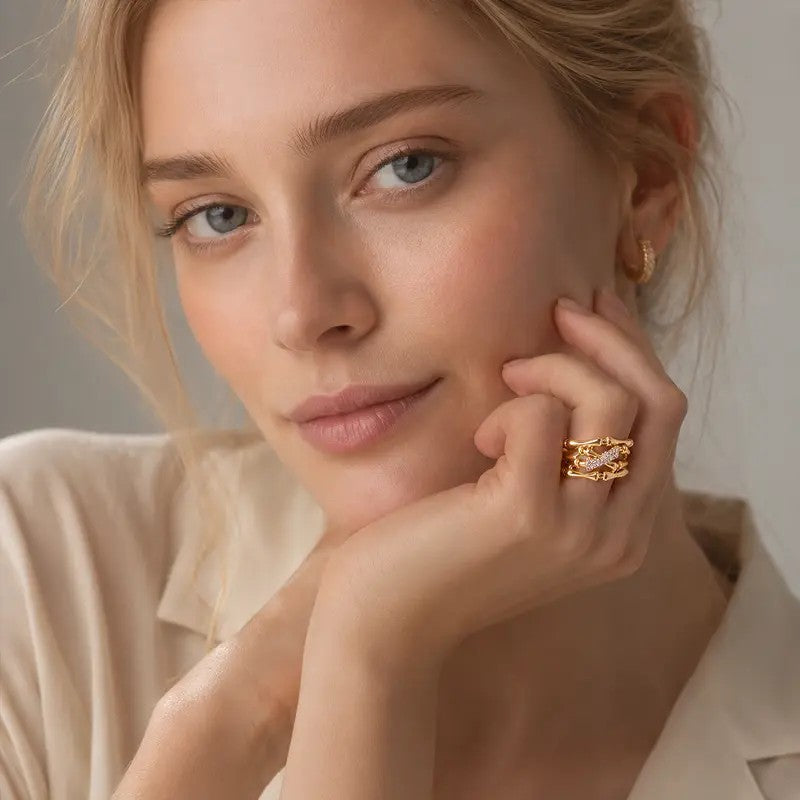 Gold Bone Link Ring
