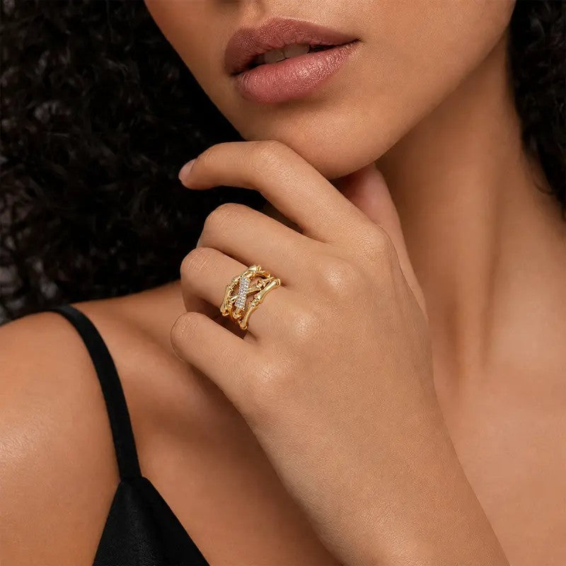 Gold Bone Link Ring