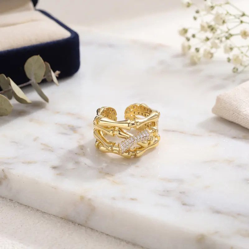 Gold Bone Link Ring