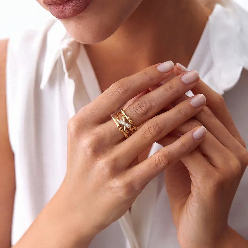 Gold Bone Link Ring