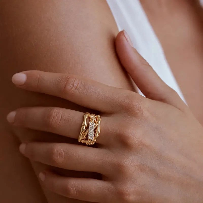 Gold Bone Link Ring