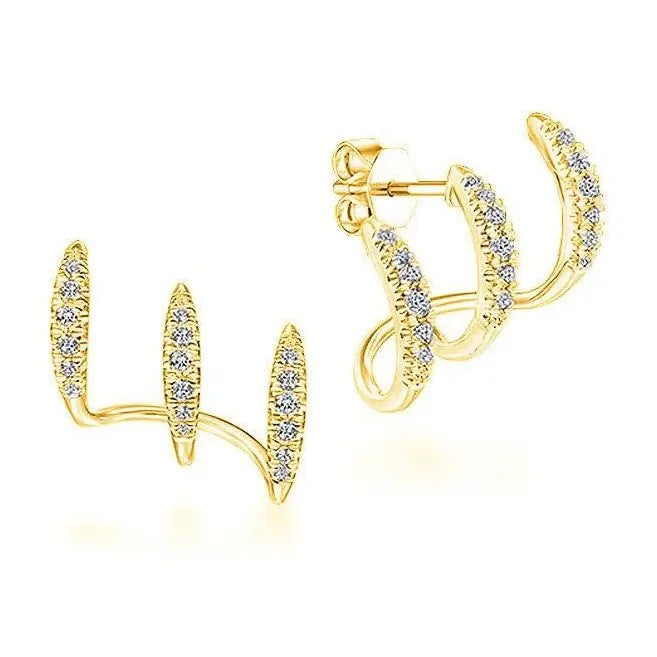 Triple Claw Rhinestone Stud Earrings