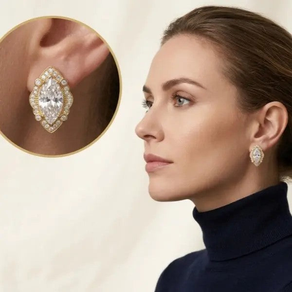 Marquise Crystal Halo Stud Earrings