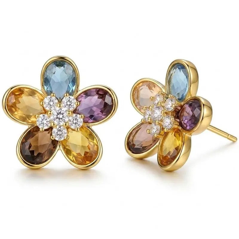 Multicolor Floral Stud Earrings