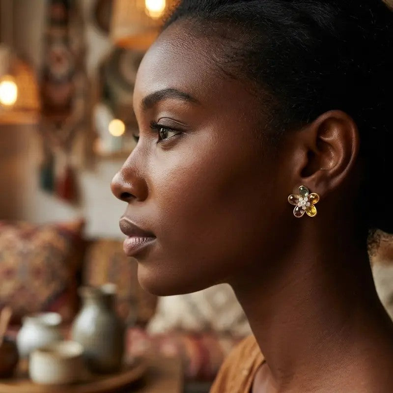 Multicolor Floral Stud Earrings