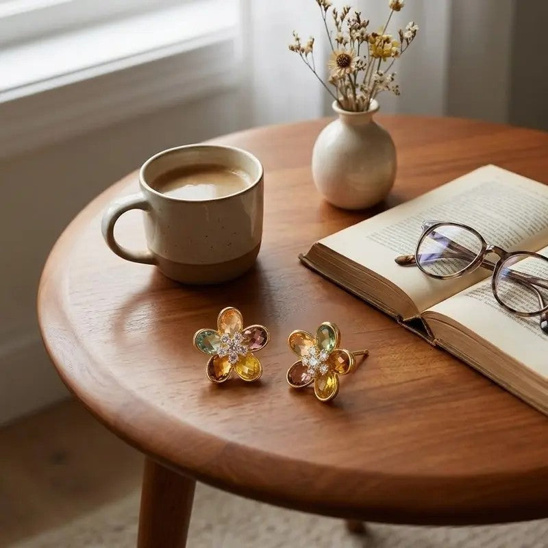 Multicolor Floral Stud Earrings