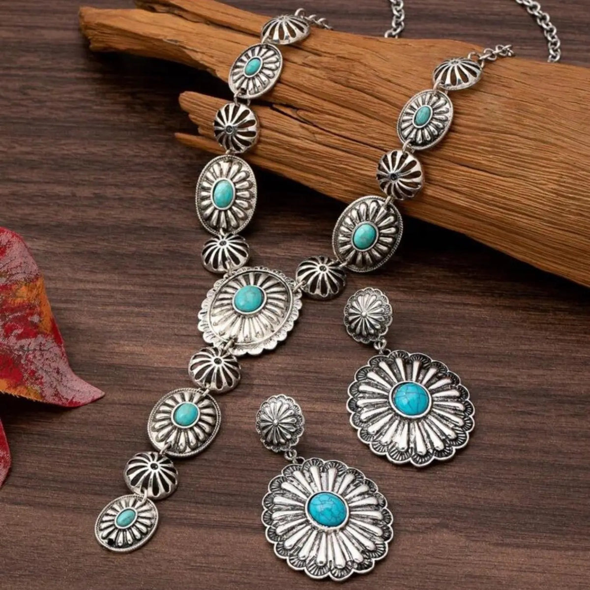Turquoise Floral Statement Jewelry Set