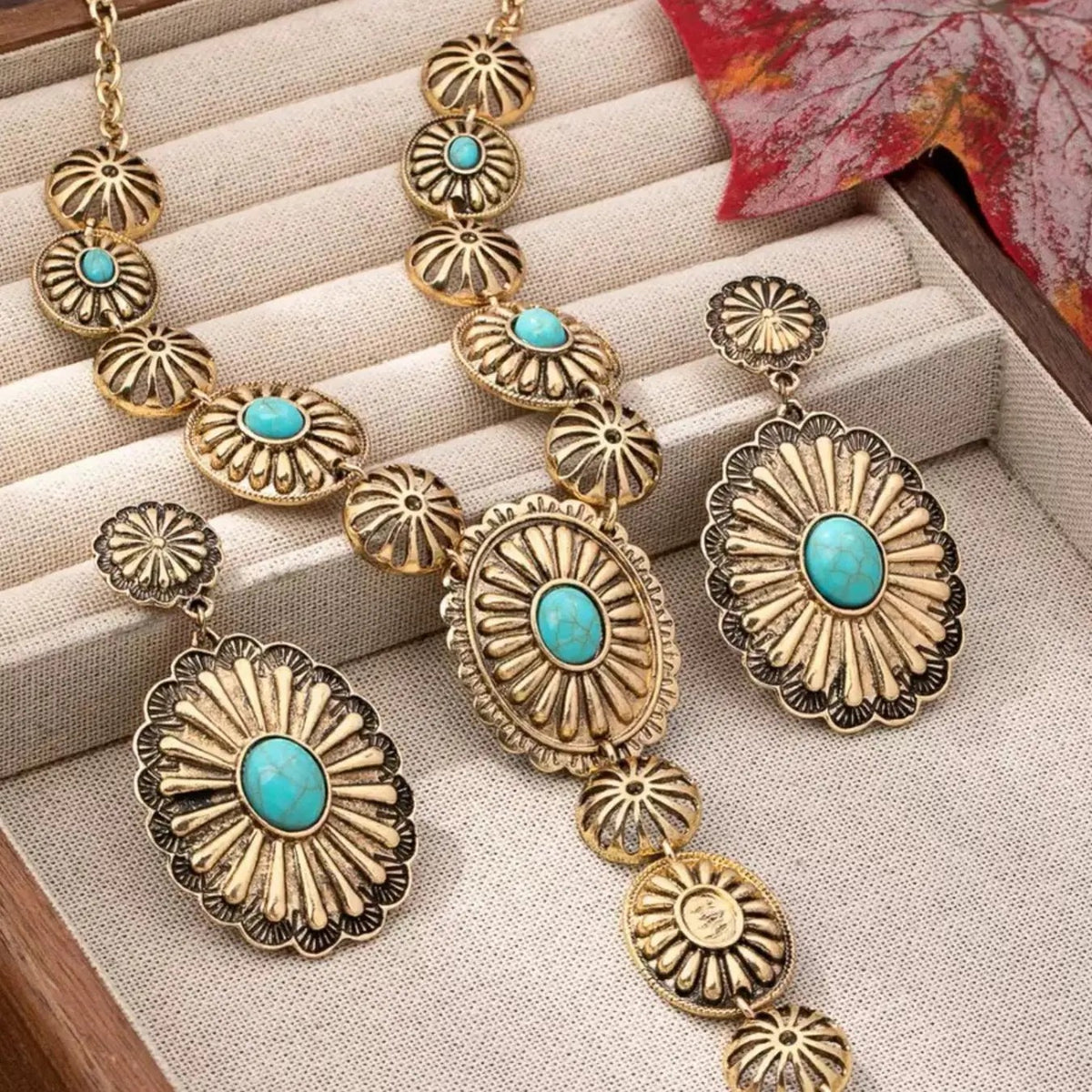 Turquoise Floral Statement Jewelry Set