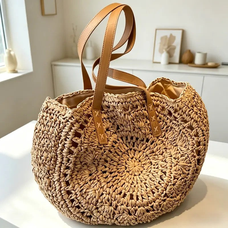 Woven Straw Tote Bag