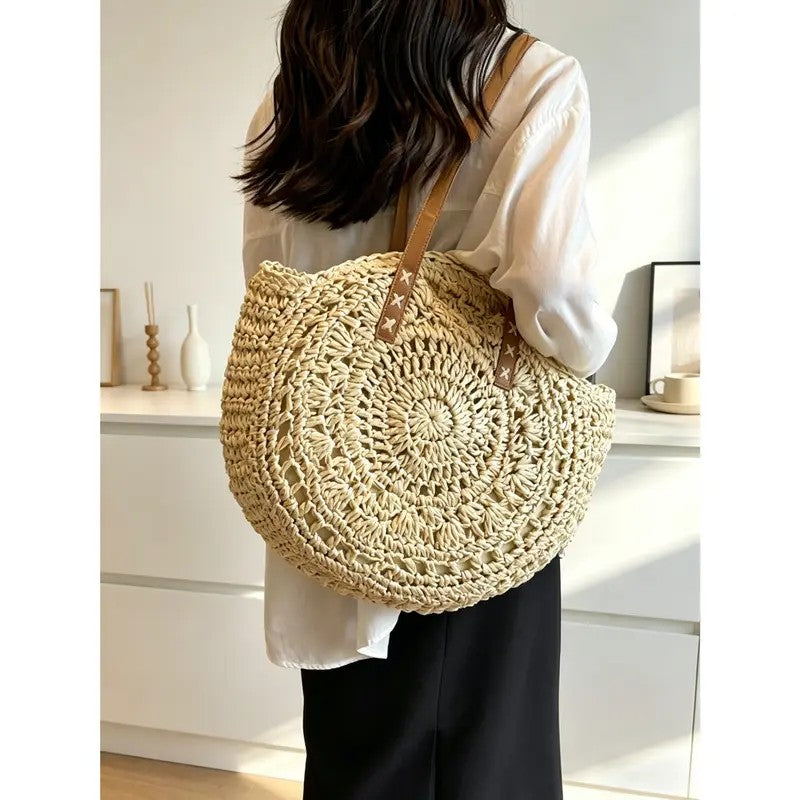 Woven Straw Tote Bag