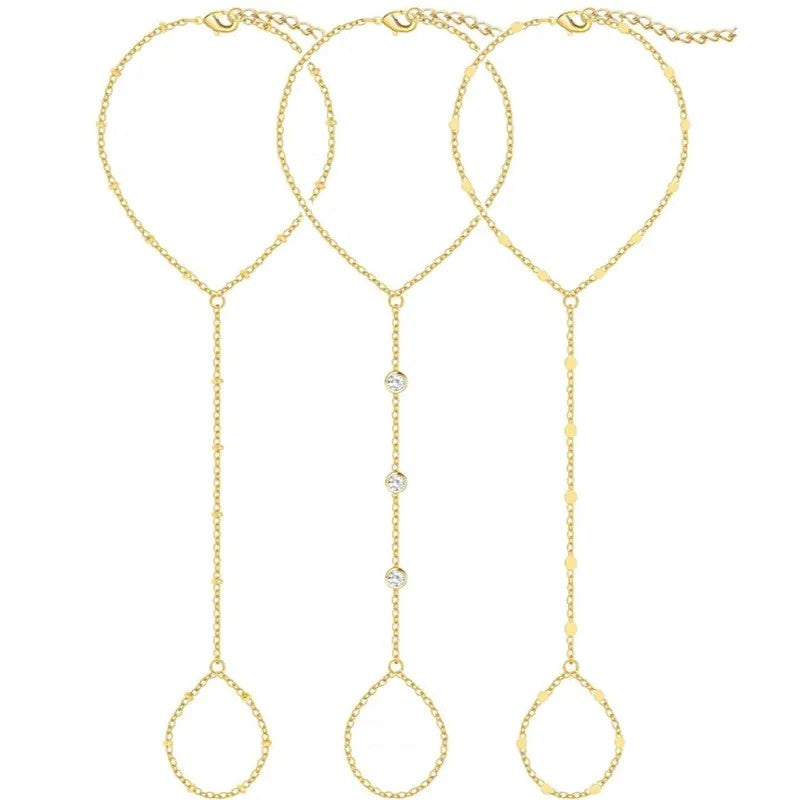 Dainty Teardrop Hand Chain Set
