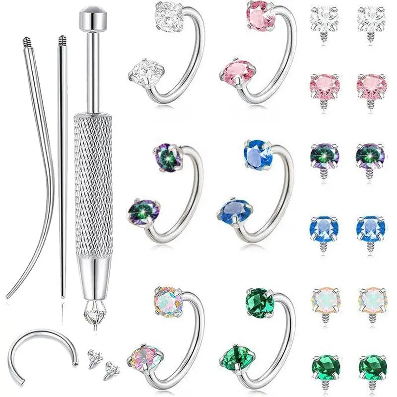 Crystal Nose Ring & Applicator Set