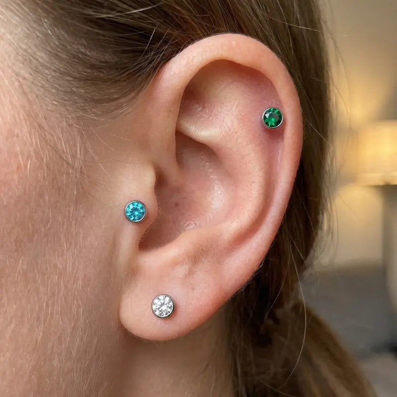 10pc Colorful Crystal Stud Set