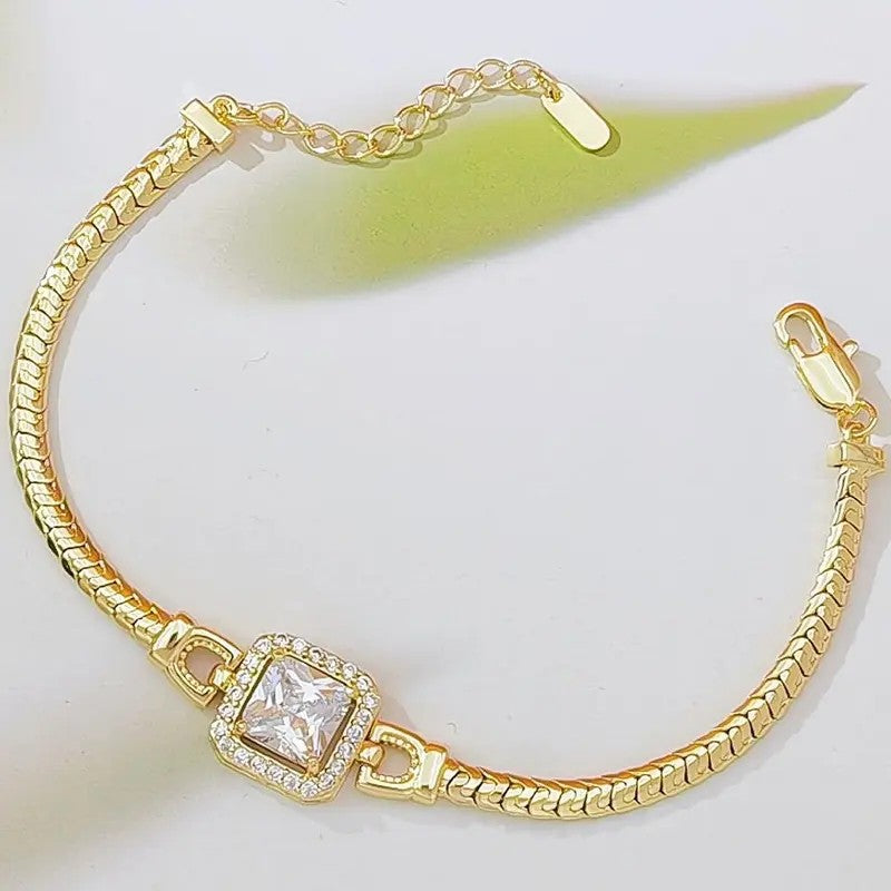 Square Crystal Snake Chain Bracelet