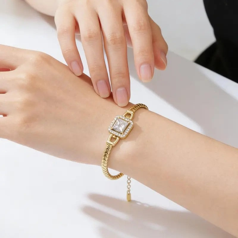 Square Crystal Snake Chain Bracelet