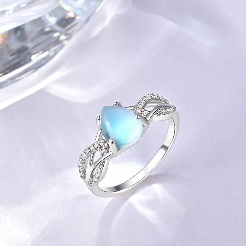 Blue Heart Twisted Band Ring