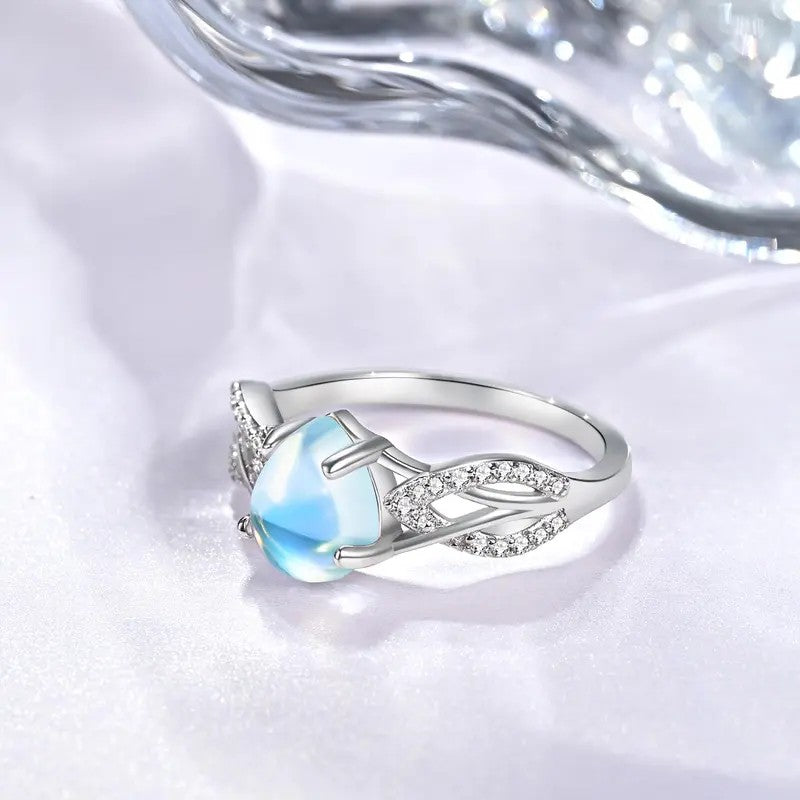 Blue Heart Twisted Band Ring