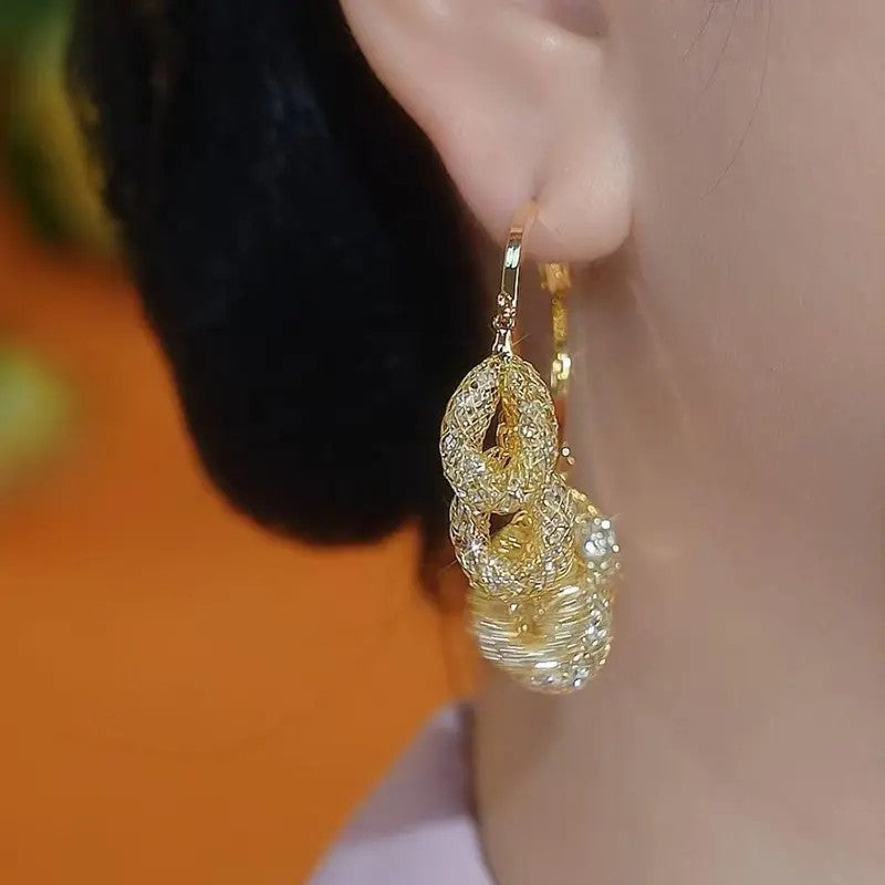 Textured Interlocking Oval Hoop Earrings
