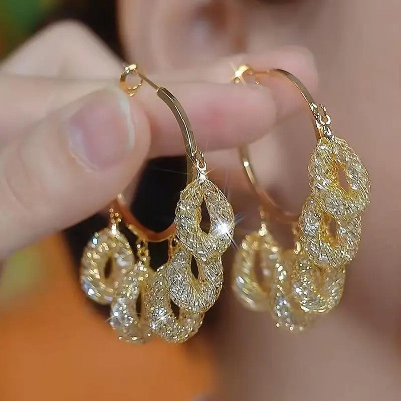 Textured Interlocking Oval Hoop Earrings