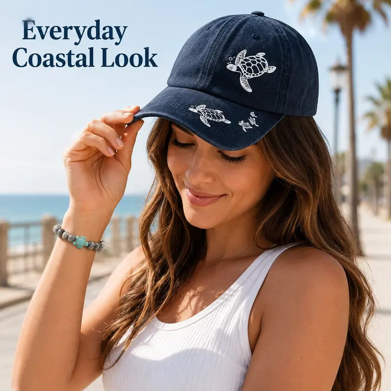 Sea Turtle Cap & Bracelet Set