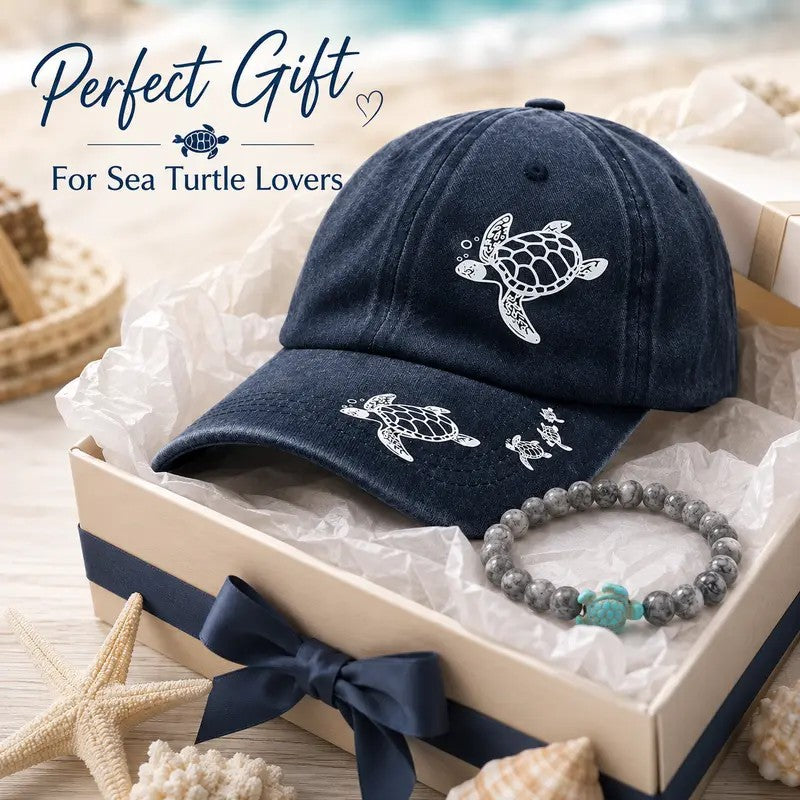 Sea Turtle Cap & Bracelet Set