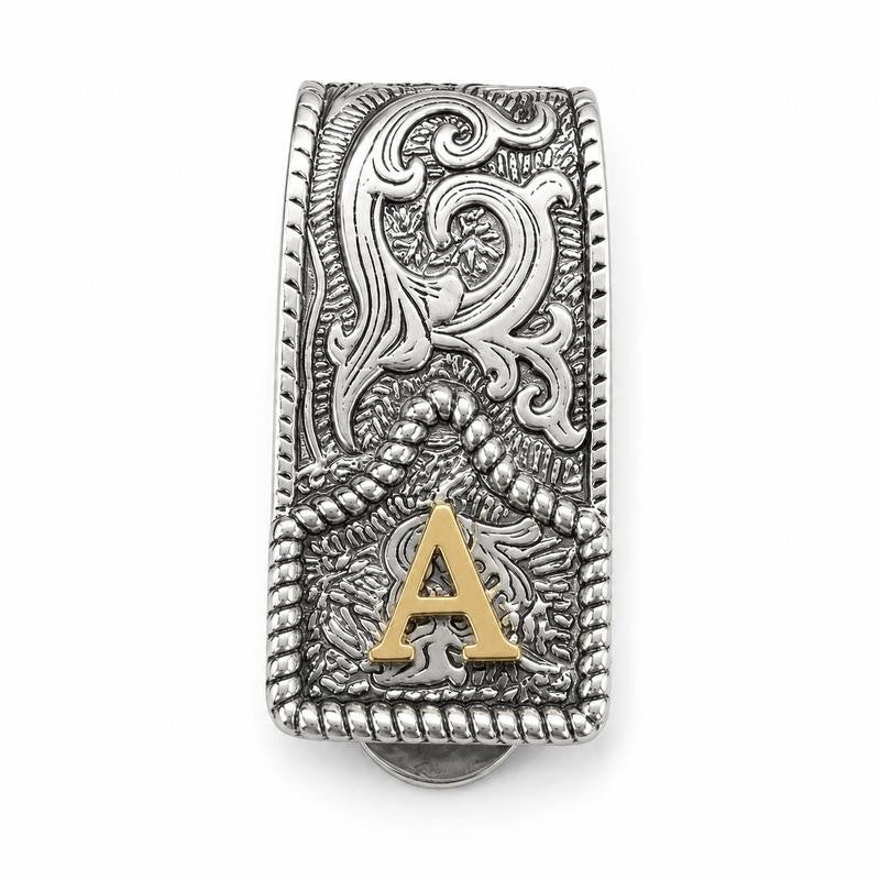 Western Scroll Initial Money Clip