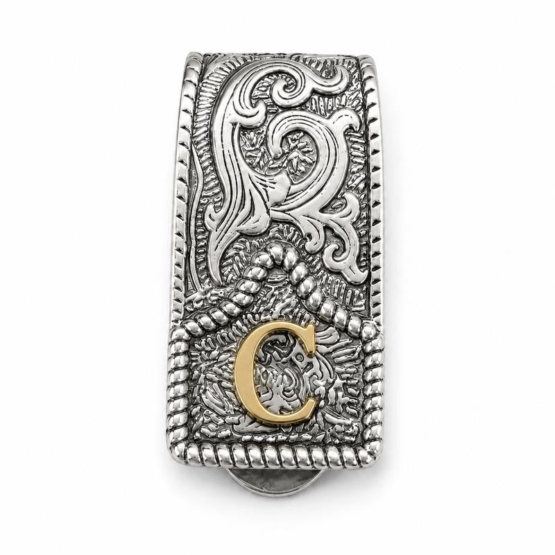 Western Scroll Initial Money Clip