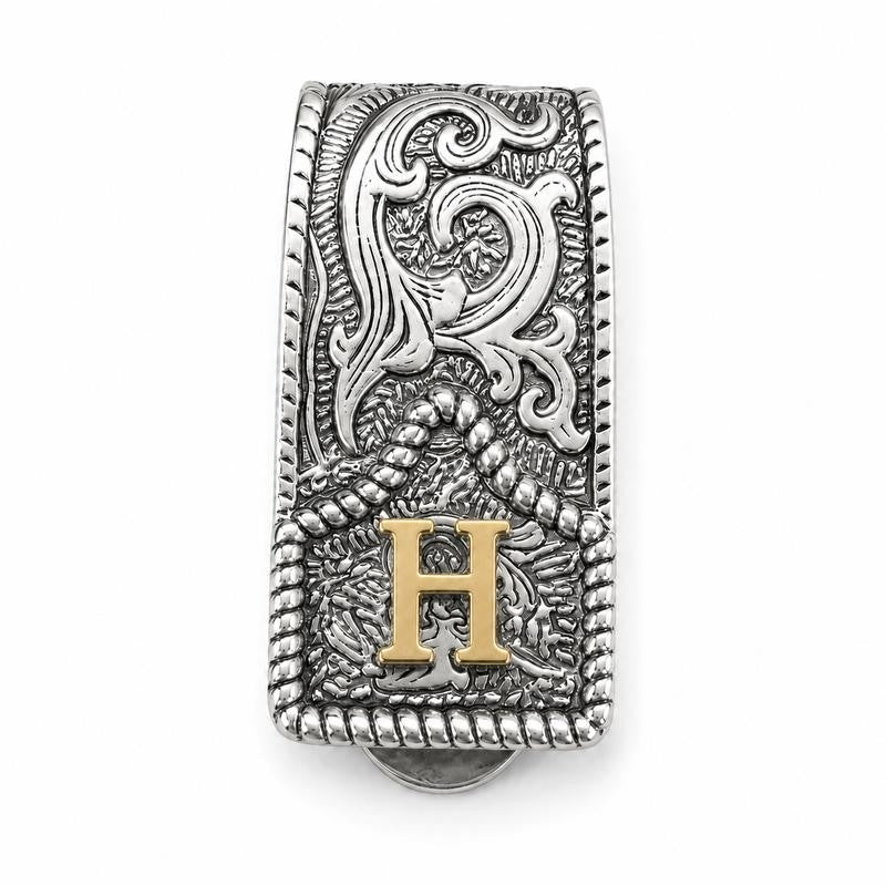 Western Scroll Initial Money Clip