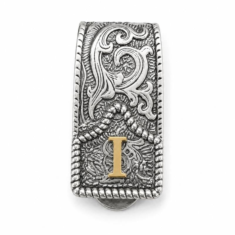 Western Scroll Initial Money Clip